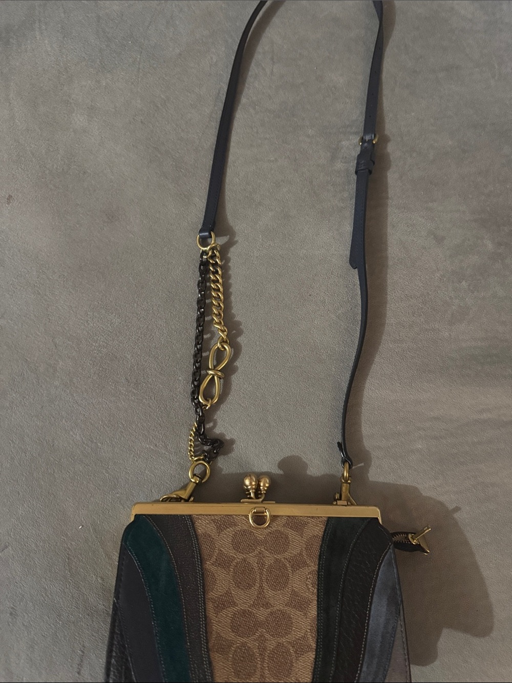 Coach Colorblock Signature Crossbody in Brown, Black and Green